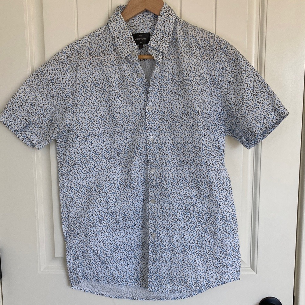 Peter Werth London N1 Men's Short Sleeve Button Front Shirt Size Small‎ Paisley - Picture 2 of 10